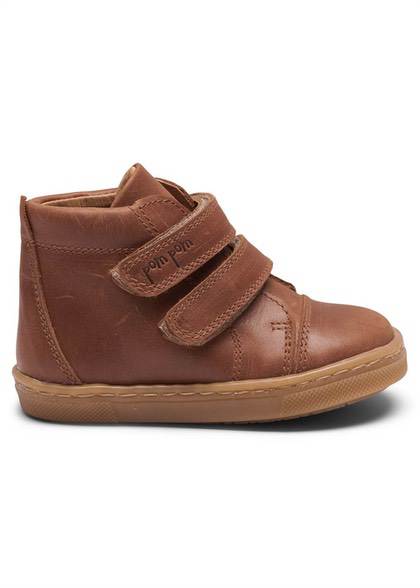 PomPom drenge/pige "sneakers" sko med velcro - cognac